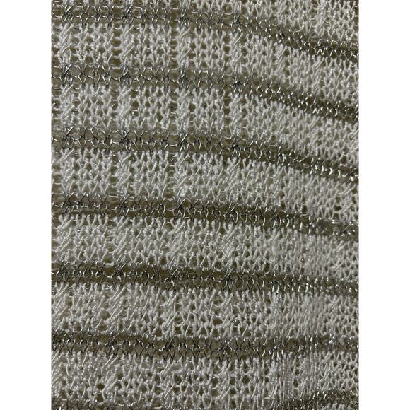 Alice & Olivia Women's Cream/Silver Ethan Metallic Open Knit Sweater - Size Med - Picture 3 of 5